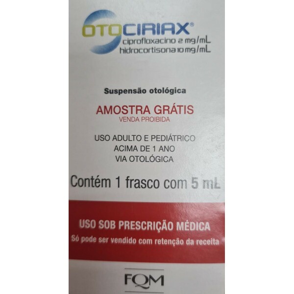 Otociriax - Cloridrato De Ciprofloxacino 2mg/ml +  Hidrocortisona 10mg/ml - Frasco 5ml